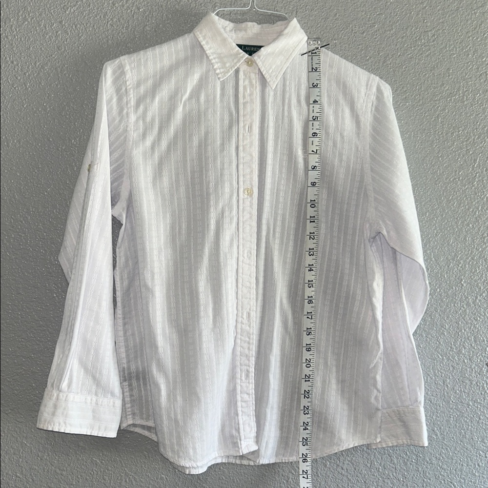 Lauren Ralph Lauren Textured White Dress Shirt - Picture 8 of 9